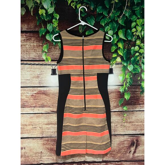 Sea New York Sleeveless Linen Cotton Blend Midi Sheath Dress Black Striped Sz 4 - Picture 4 of 4